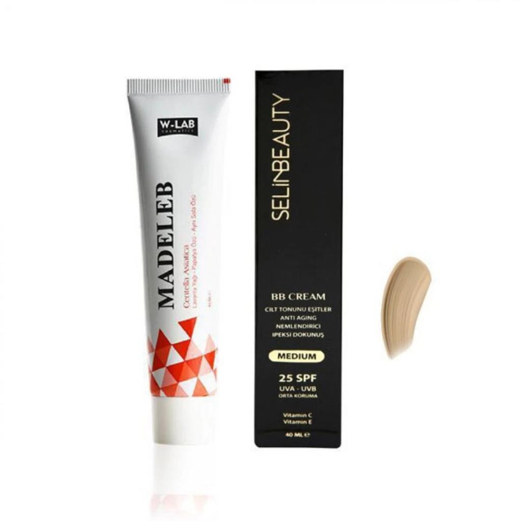 W Lab Madeleb Krem 40 ML + Selin Beauty BB Cream Medium SPF25 40 ML W Lab Madeleb Krem 40 ML + Selin Beauty BB Cream Medium SPF25 40 ML